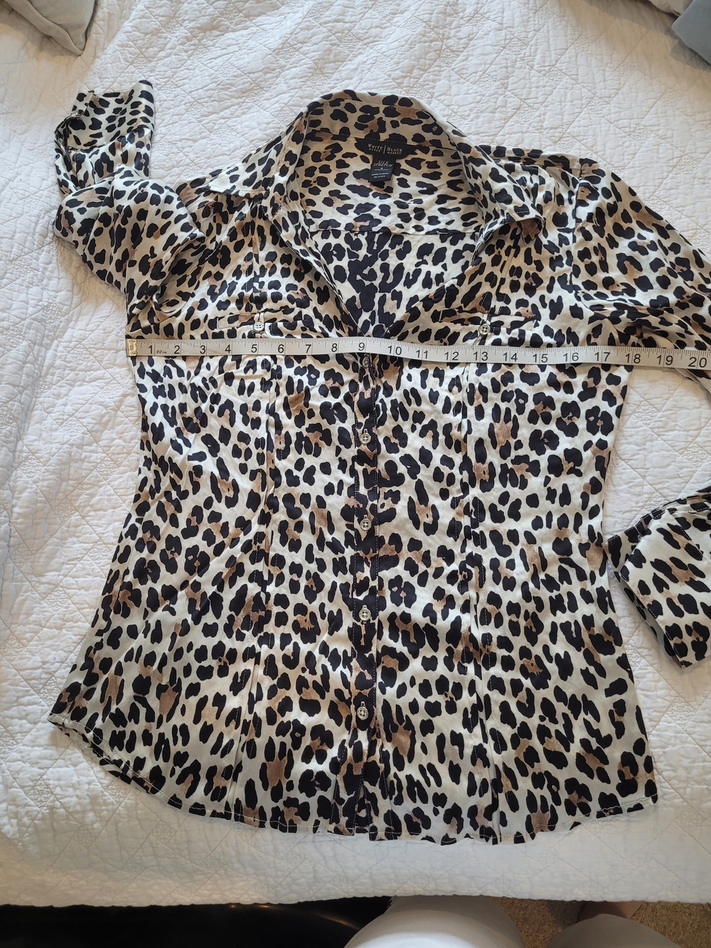 WHBM Silk Stretch Leopard Print Blouse - Black & Taupe - Picture 7 of 12